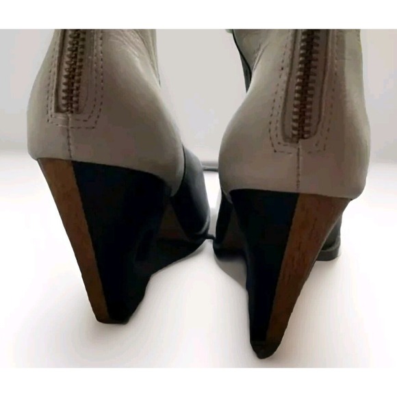 Nina Payne Women's Boot Colorblock Hole Heel Black White Brown Size 7.5 38 - Picture 4 of 6